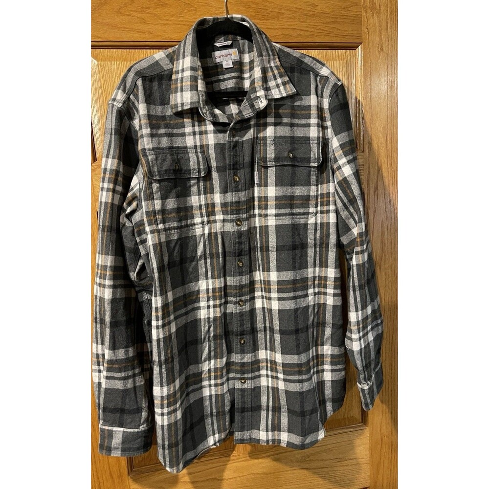 Carhartt Jacket Mens Extra Large Gray Flannel Shirt 102216 026 Workwear XLT